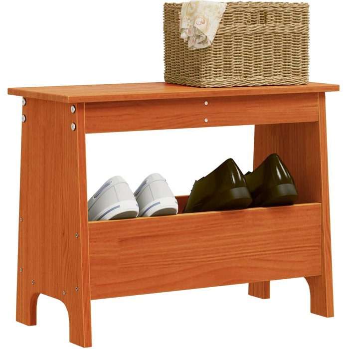 Banco de entrada encerado marrón 60x28x45 cm madera maciza de pino