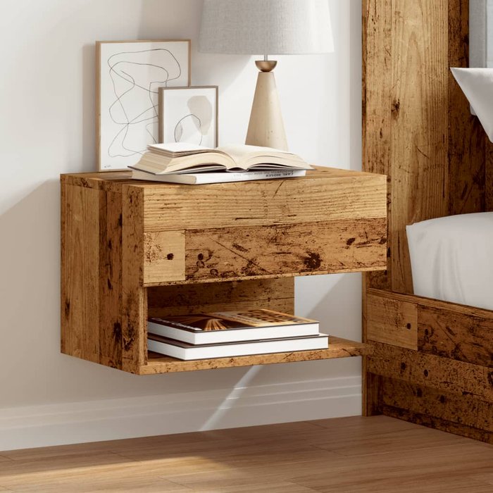 Maison exclusive - mesita de noche de pared madera envejecida