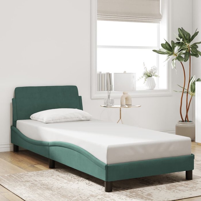 Estructura de cama dover terciopelo verde oscuro 90x190cm