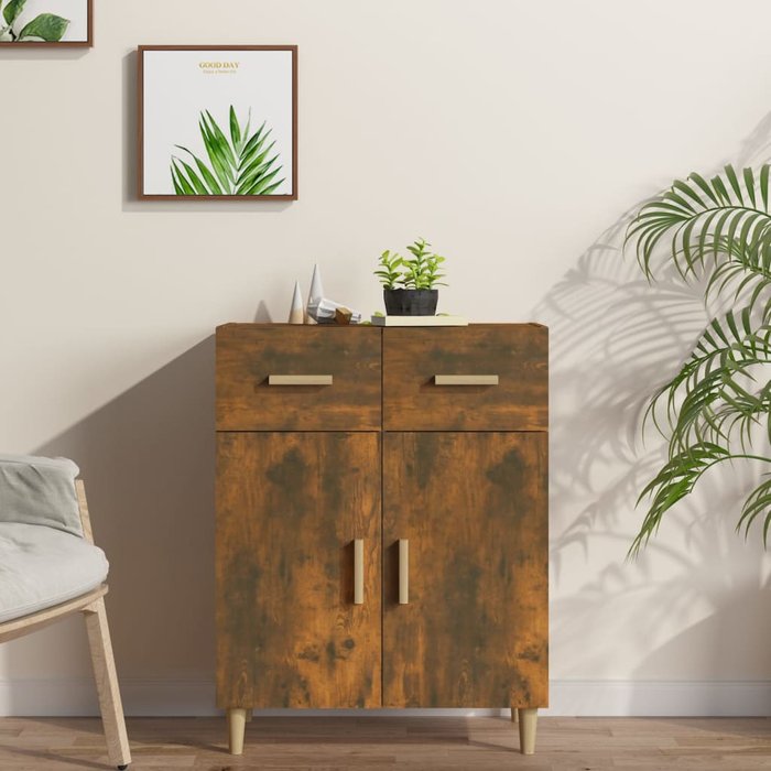 Aparador roble ahumado 69,5x34x89 cm madera contrachapada