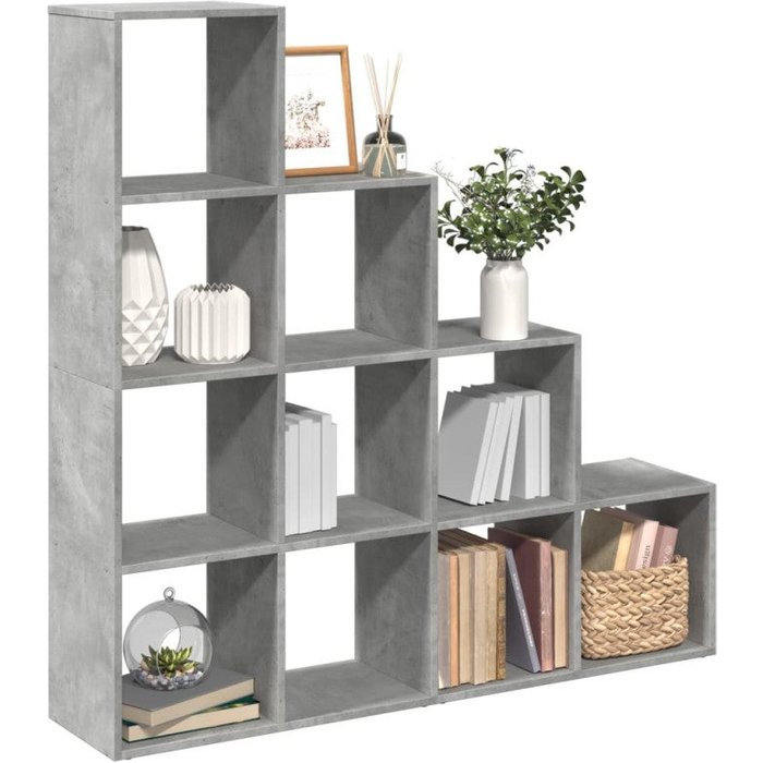 Librería divisora 4 niveles madera gris 131,5x29x131,5 cm vidaxl