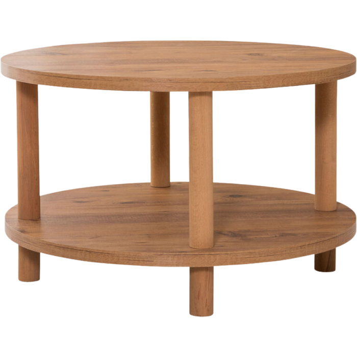 Mesa de centro redonda de 2 niveles acabado pino atlántico d70 cm - roby