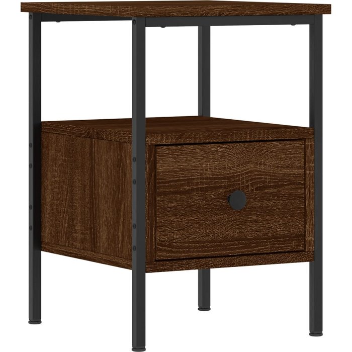 Mesita de noche de roble marrón 34x36x50 cm de madera contrachapada