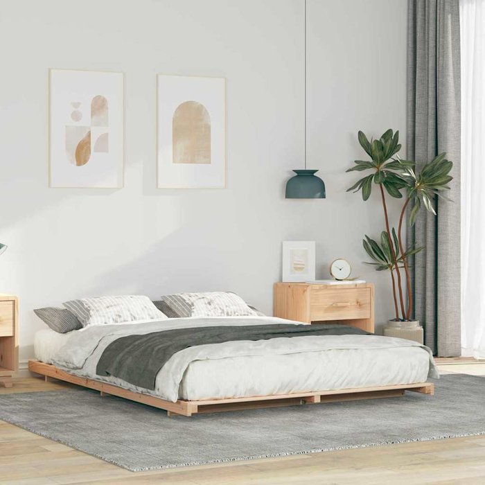 Estructura de cama marrón 150 x 200 cm madera de pino macizo vidaxl