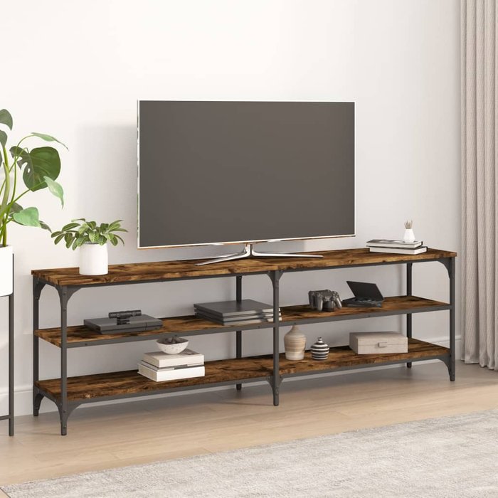 Mueble de tv madera contrachapada roble ahumado 160x30x50 cm - comfortxl