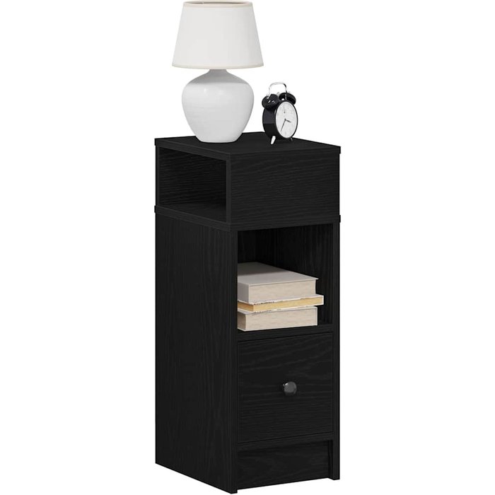 Mesita de noche con cajón negro 25x31x66 cm