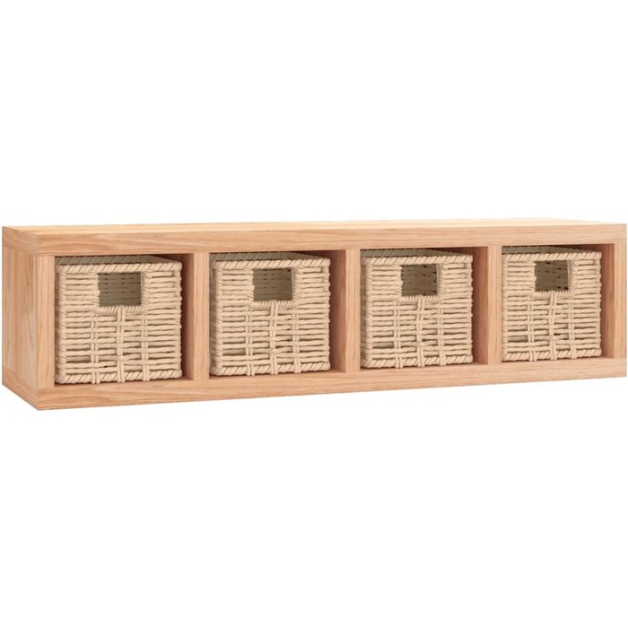 Estantería de pared con cestas en madera maciza de nogal 62x18x16 cm - comfortxl