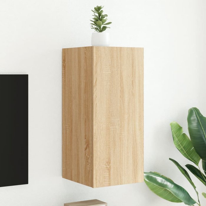 Mueble tv de pared con luces led roble sonoma 30,5x35x70 cm
