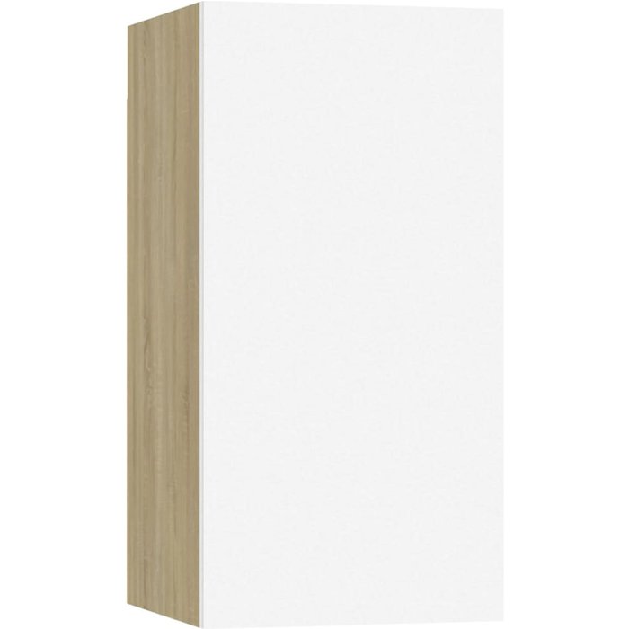 Mueble tv aglomerado blanco y roble sonoma 30,5x30x60 cm