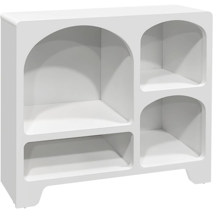 Aparador con efecto madera de 4 compartimentos, 90cm blanco - 90x24x80.5 cm