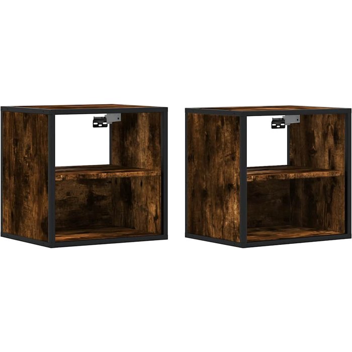 Mesitas de noche pared 2 uds color roble ahumado 40x31x39,5 cm - comfortxl