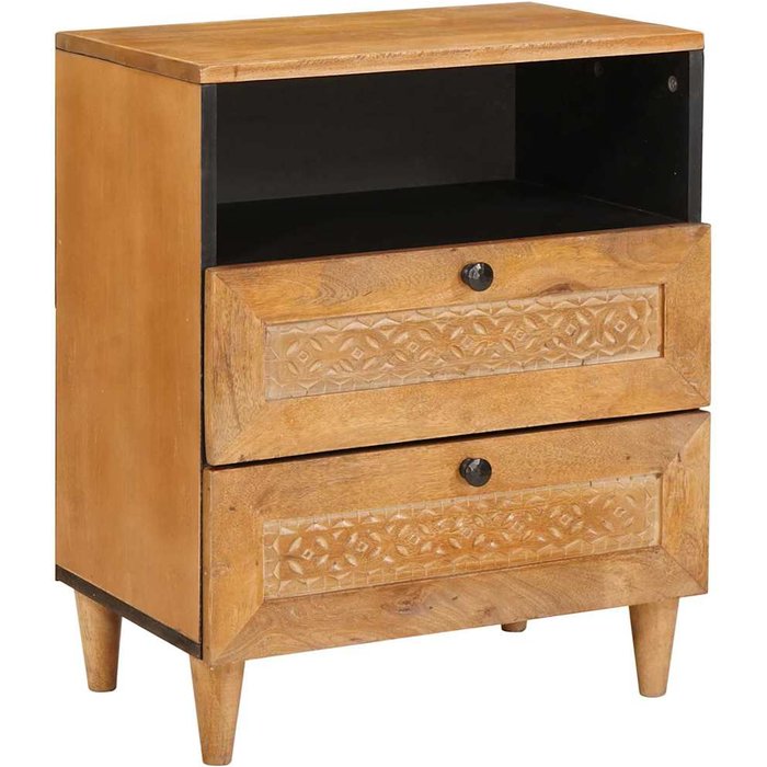 Mesita de noche con cajón, marrón claro, 50 x 33 x 62 cm