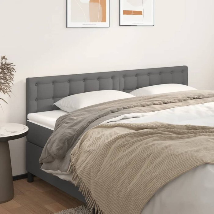Cabeceros 2 unidades de cuero sintético gris 90x5x78/88cm - comfortxl