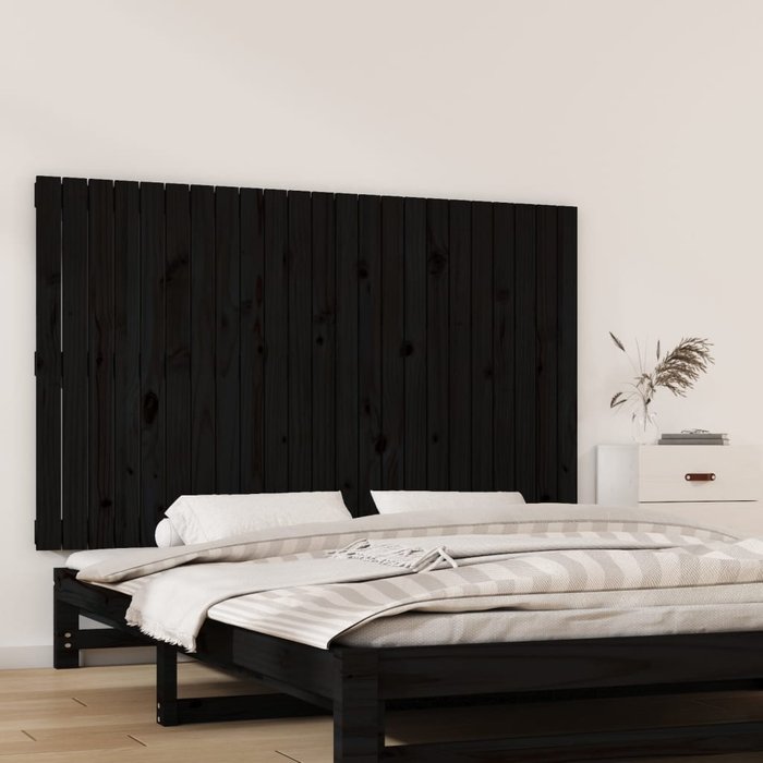 Vidaxl cabecero de cama de pared madera maciza pino negro 147x3x90 cm