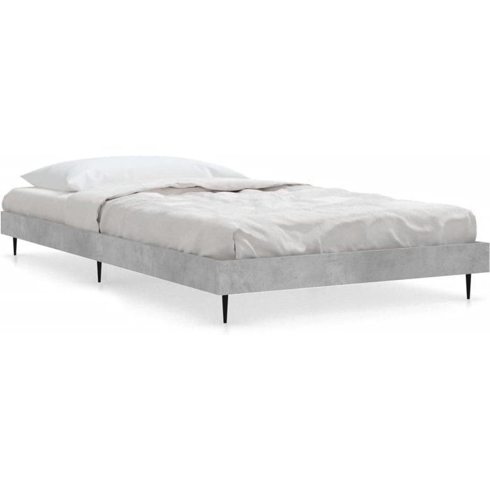 Estructura de cama madera de ingeniería gris hormigón 90x200cm — comfortxl