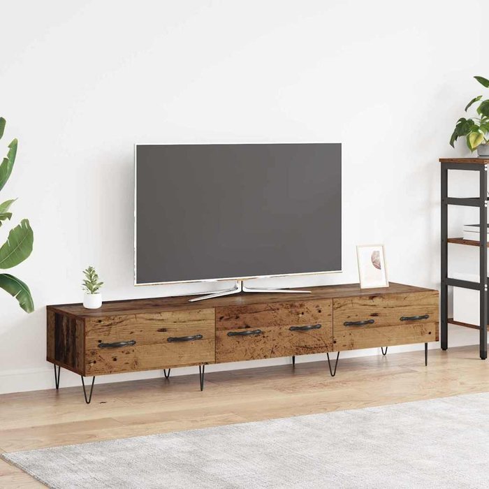 Mueble de tv de madera antigua, 150 x 36 x 30 cm, madera de ingeniería