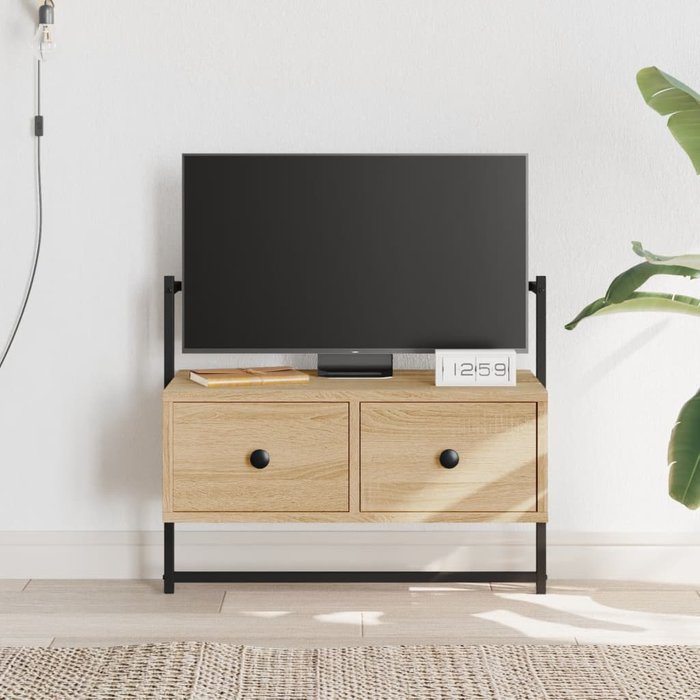 Mueble de tv de pared de roble sonoma, 60,5 x 30 x 51 cm, madera de ingeniería