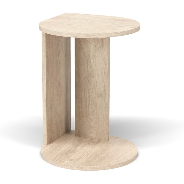 Mesa auxiliar en melamina, modelo trébol, color roble claro