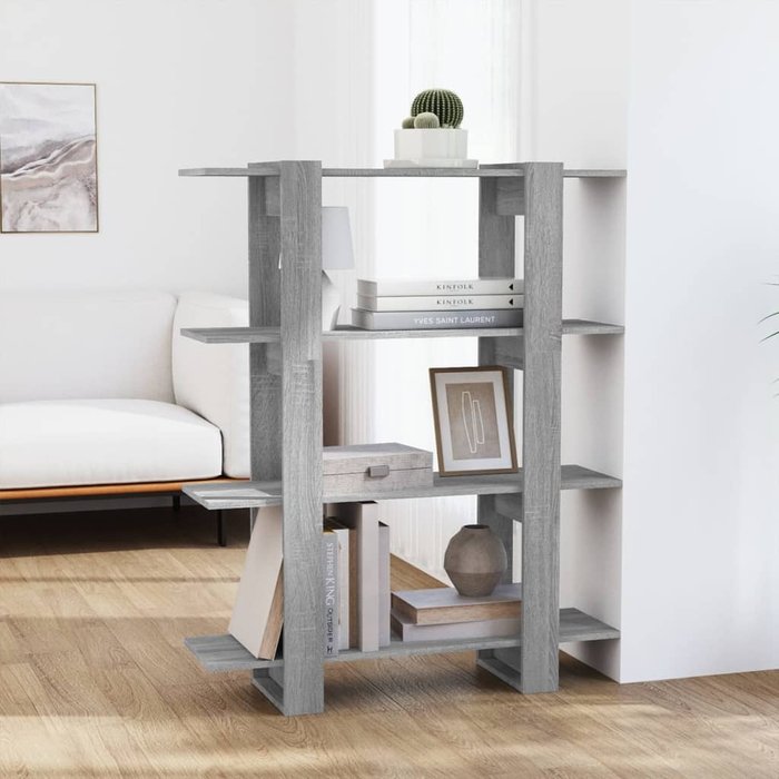 Librería/separador de ambientes sonoma gris 100x30x123,5 cm - pangivo