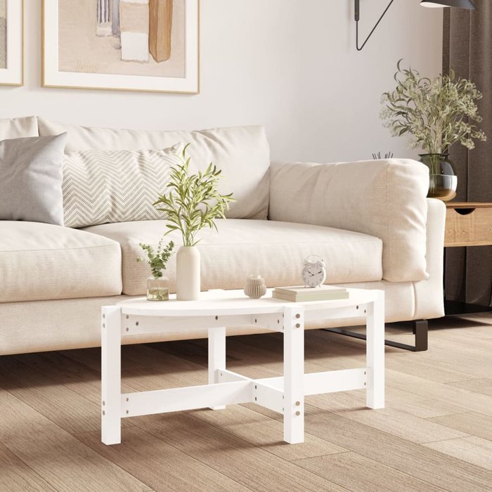 Mesa de centro de madera maciza de pino blanco 87x48x35 cm - comfortxl