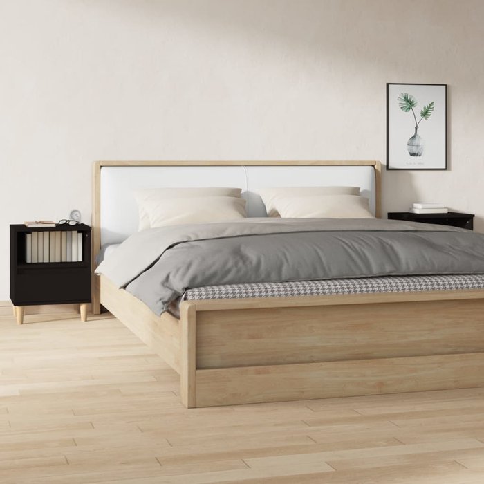 Pack de 2 mesitas de noche,mesilla de noche negro 40x35x50 cm cfw36004