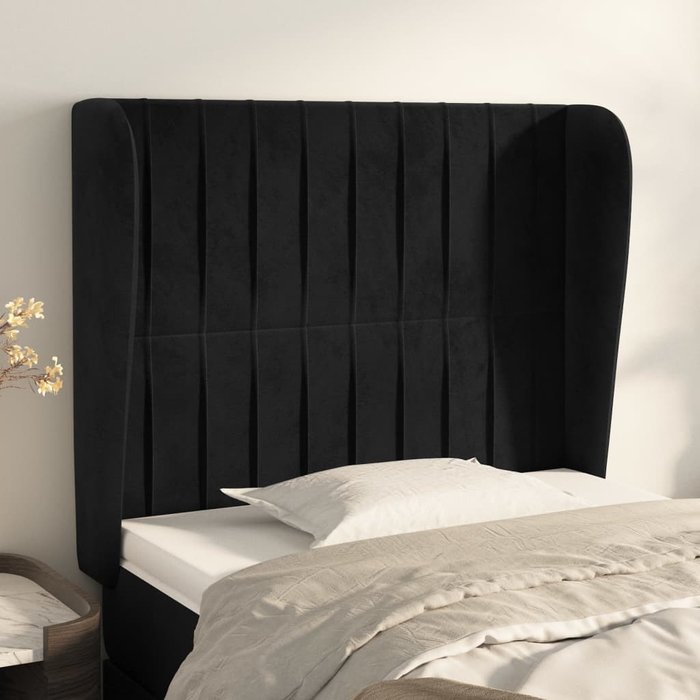 Cabecero con alas negro 103x23x118/128 cm terciopelo - comfortxl