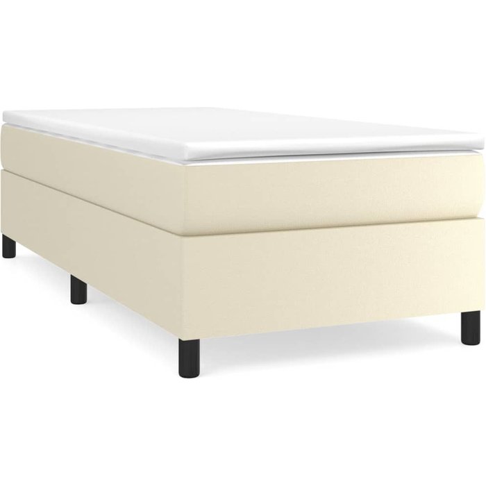 Estructura de cama sin colchón cuero sintético crema 90x200 cm — comfortxl