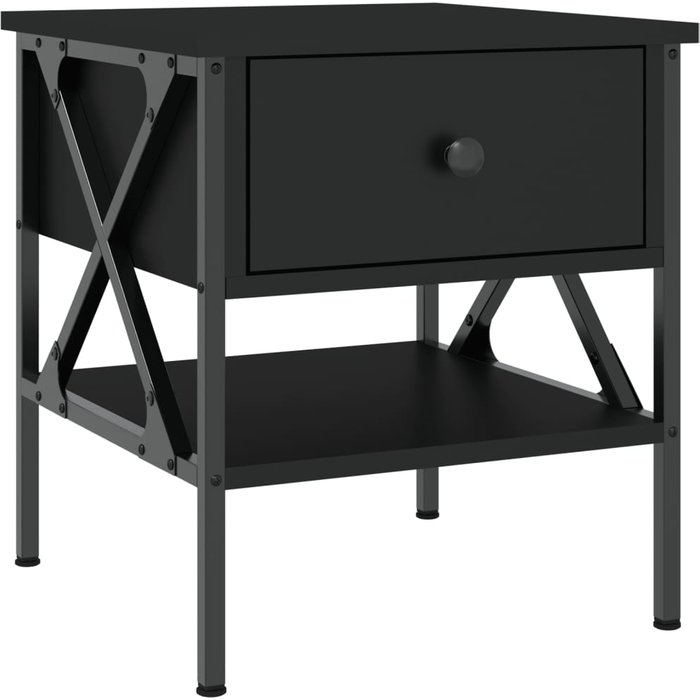 Mesita de noche negra 40x42x45 cm de madera contrachapada