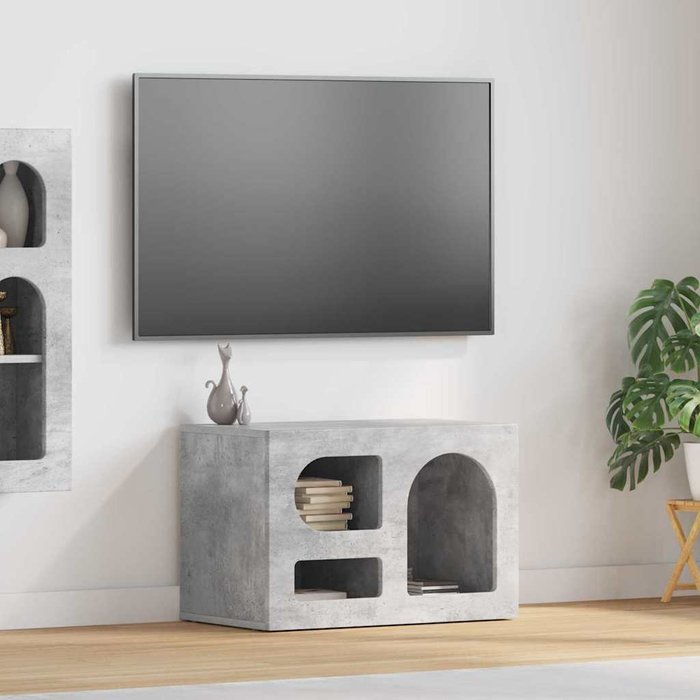 Mueble de tv, gris hormigón, 60 x 35 x 40 cm, madera de ingeniería