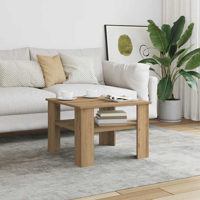 Mesa de centro madera de ingeniería roble artisan 60x60x42 cm