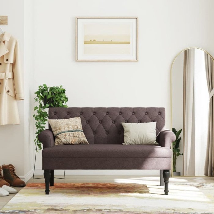 Banco con respaldo tela marrón oscuro 120x62x75,5 cm vidaxl