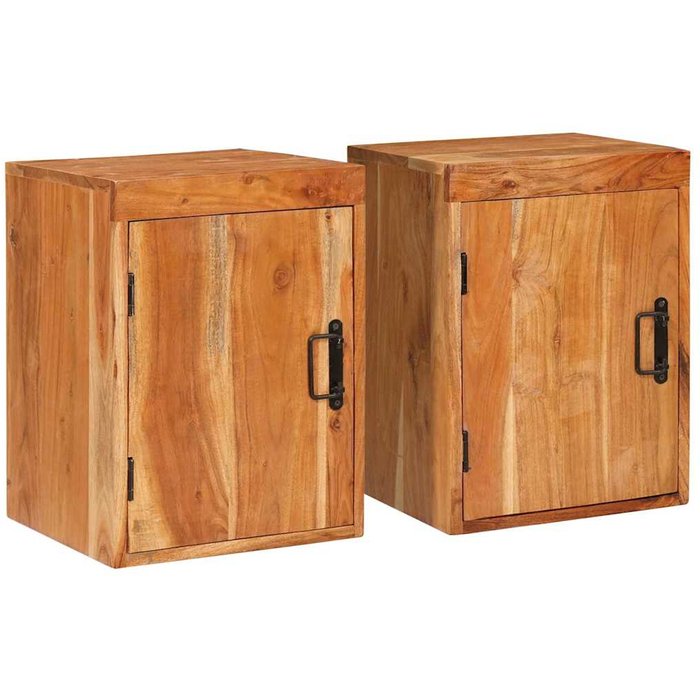 Vidaxl mesa de noche 2 pcs marrón madera sólida de acacia