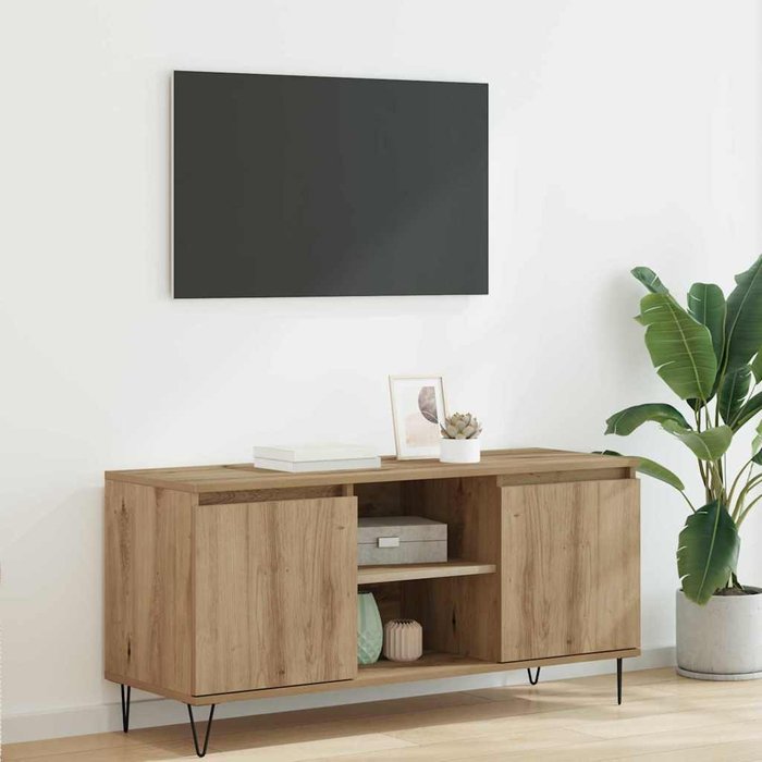 Gabinete de tv roble artesanal 104 x 35 x 50 cm