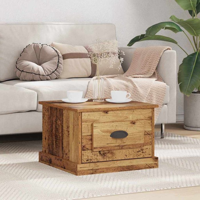 Maison exclusive - mesa de café con cajón madera envejecida 50 x 50 x 35 cm