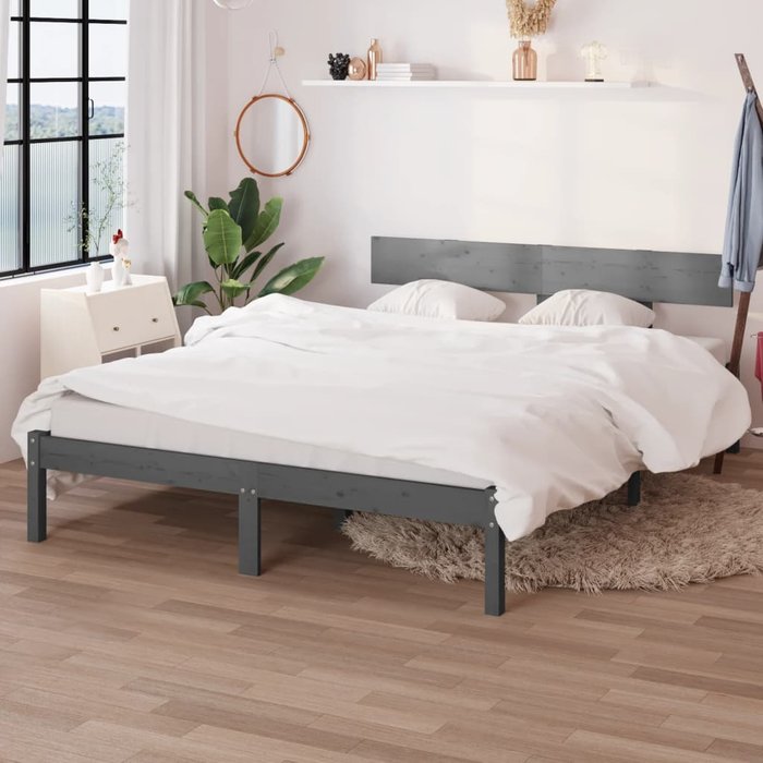 Estructura de cama sin colchón madera maciza gris 200x200 cm vidaxl