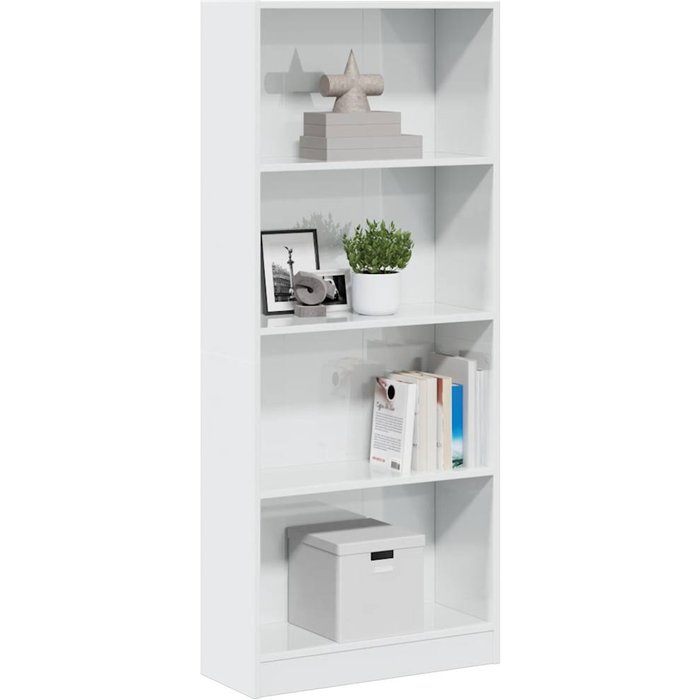 Librería blanca brillo 60x24x143 cm de madera contrachapada