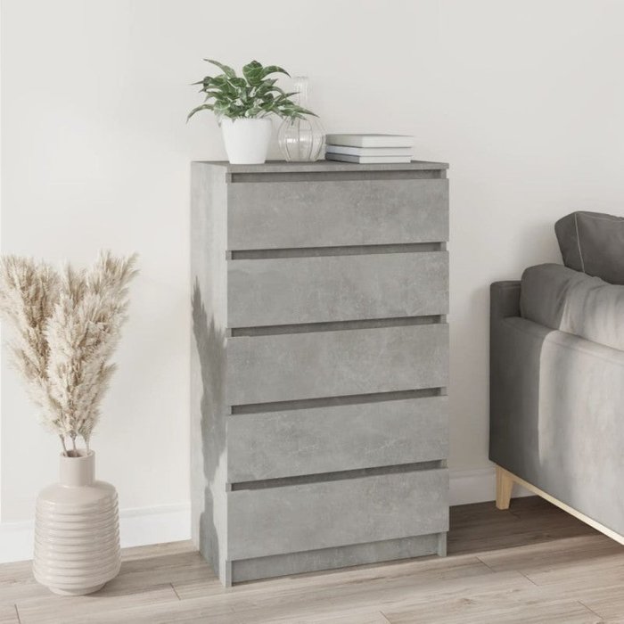 Vidaxl cajonera de madera contrachapada gris hormigón 60x36x103 cm