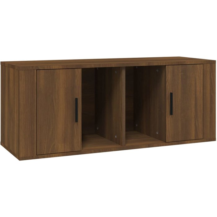 Mueble de tv de contrachapado de roble marrón 100x35x40 cm - comfortxl