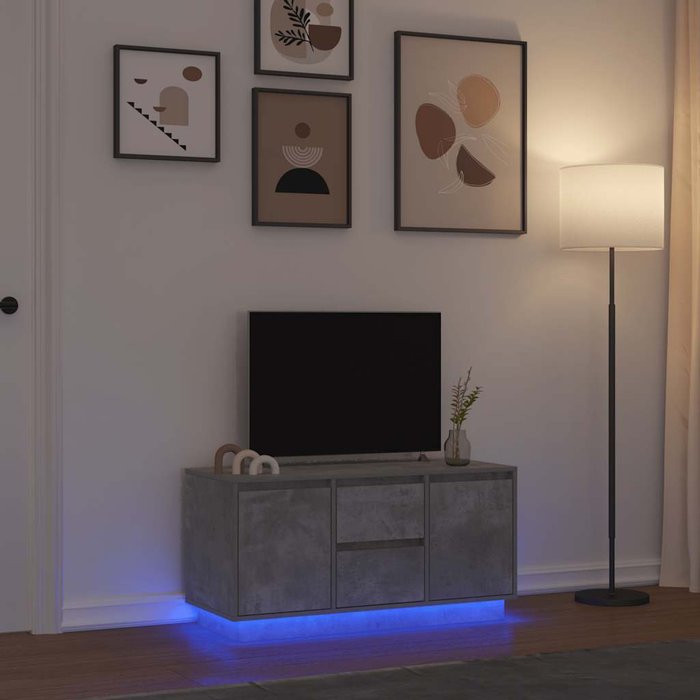 Mueble de tv con luces led gris hormigón 100x41x50 cm vidaxl