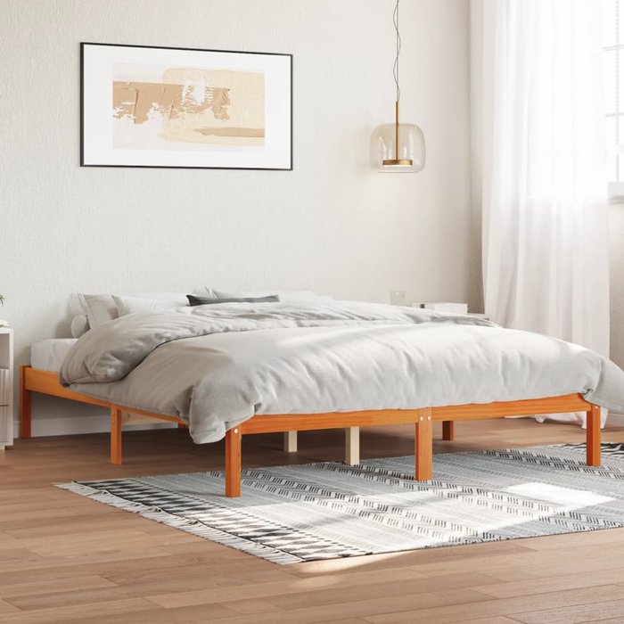 Maison exclusive - cama sin colchón madera maciza pino marrón cera 150x200 cm