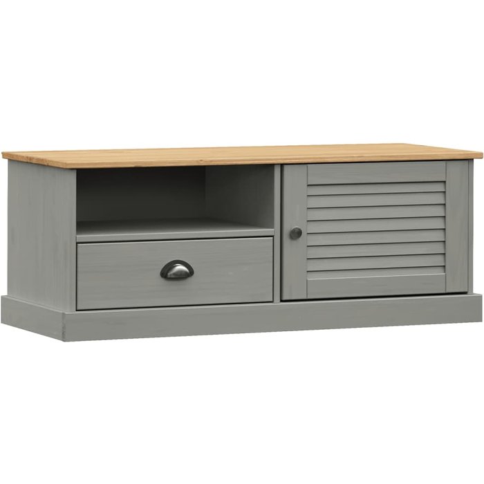 Mueble tv vigo gris 106x40x40 cm madera maciza de pino