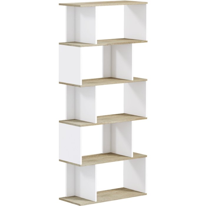 Estantería librería homcom melamina de madera roble 70x29.5x163 cm