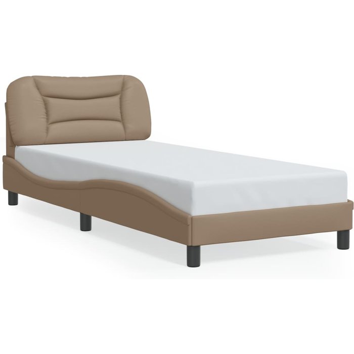 Vidaxl estructura de cama cabecero cuero sintético capuchino 90x200 cm