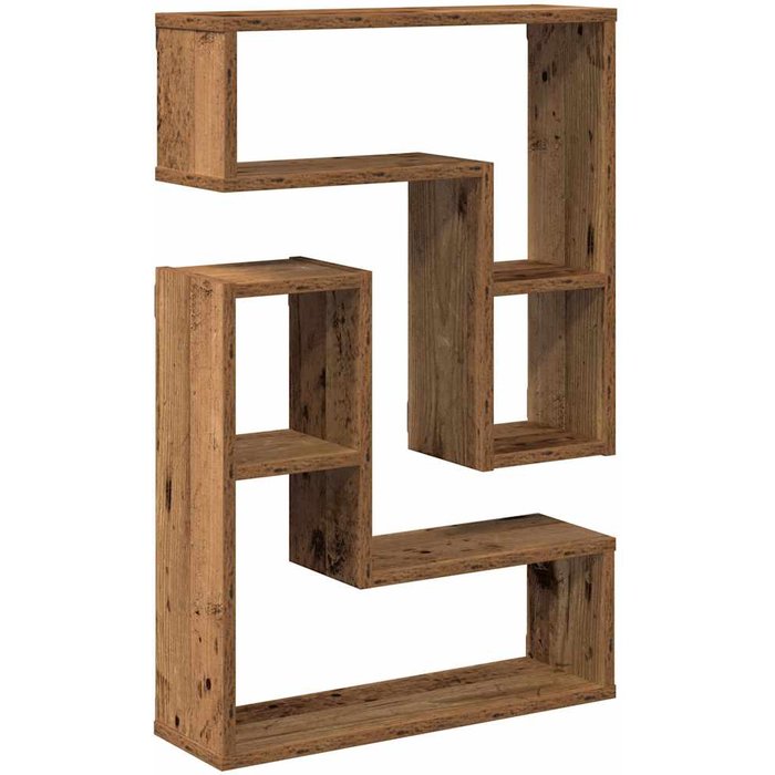 2 estantes de pared cúbicos de madera envejecida 50x15x50 cm - comfortxl