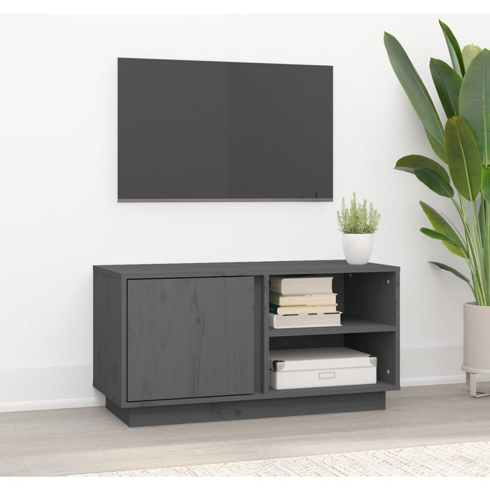 Maison exclusive - mueble de tv madera maciza de pino gris 80x35x40,5 cm
