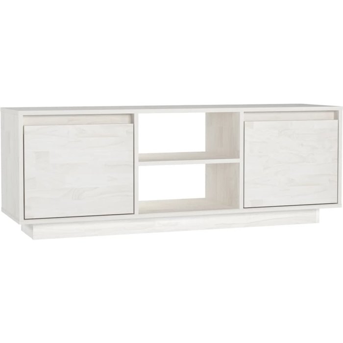 Mueble de tv madera maciza de pino blanco 110x30x40 cm - comfortxl