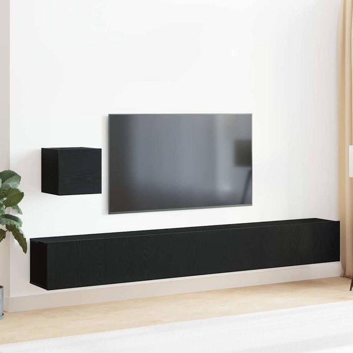 Conjunto de mueble de tv roble negro madera de ingeniería vidaxl