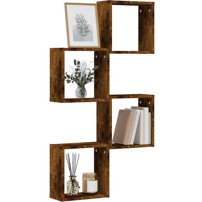 Maison exclusive - estantes cubo de pared 4 unidades roble ahumado 30x15x30 cm