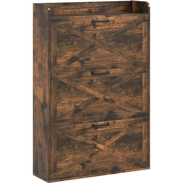 Zapatero homcom melamina de madera marrón rústico 80x24x118 cm