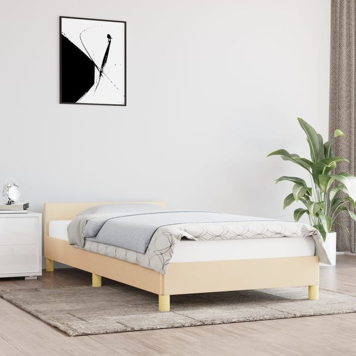 Estructura de cama con cabecero crema 100x200 cm tela